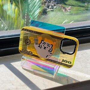 Casetify Muzik tiger $100 bill yellow glitter case